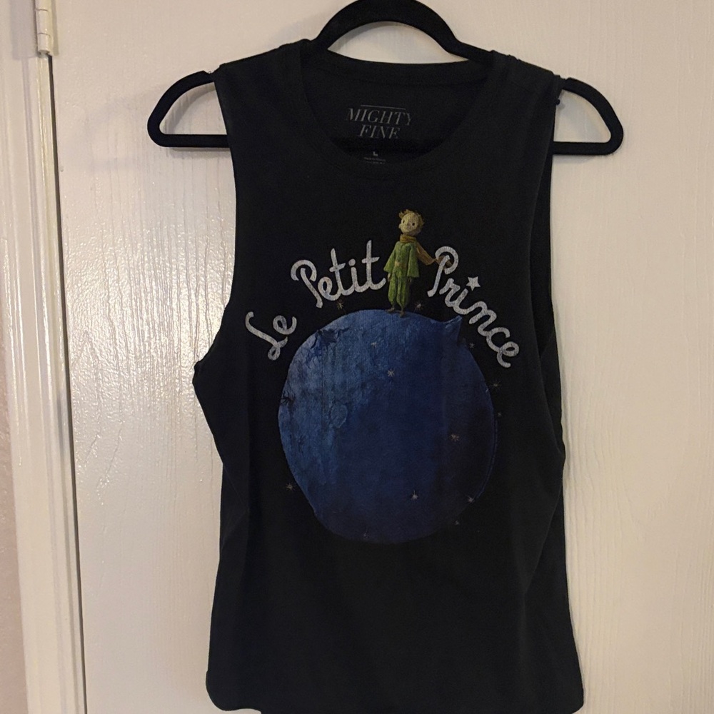 Mighty Fine - Le Petit Prince (The Little Prince) black muscle tank sz L